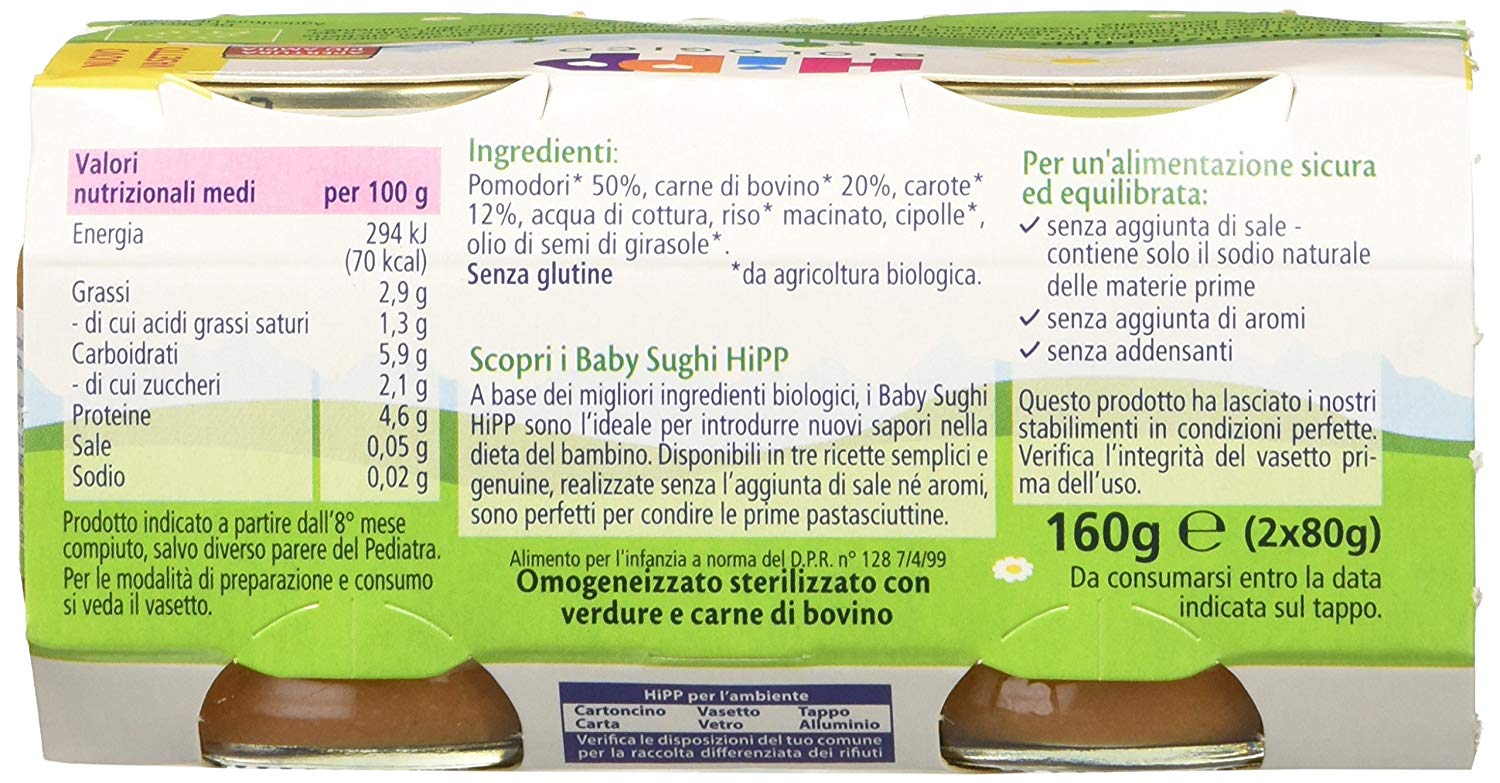 Hipp Omogeneizzato Bio Baby Sugo Ragù di Manzo 2x80g - Sanitaria 2m