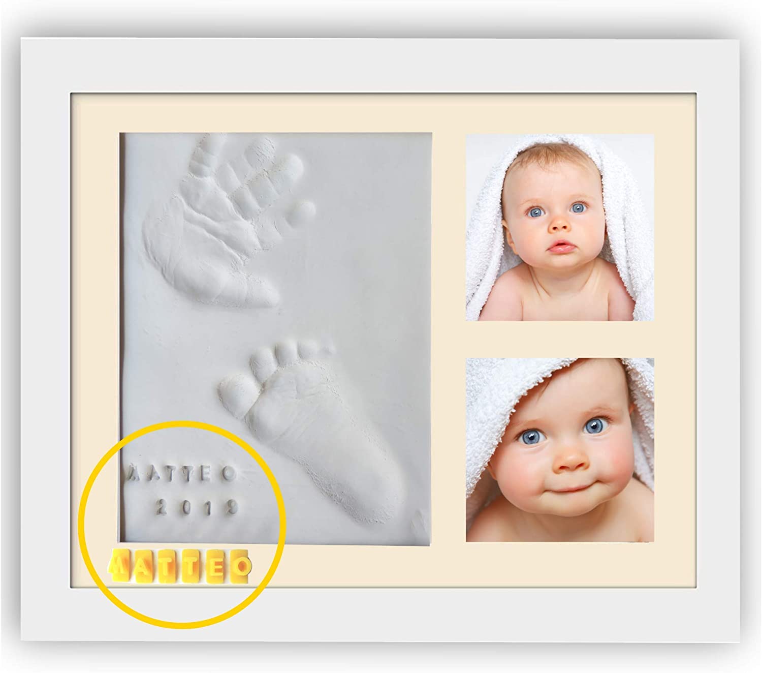 Mibb My Memory Cornice Kit Impronta mani e piedi per Neonati con 1 Foto